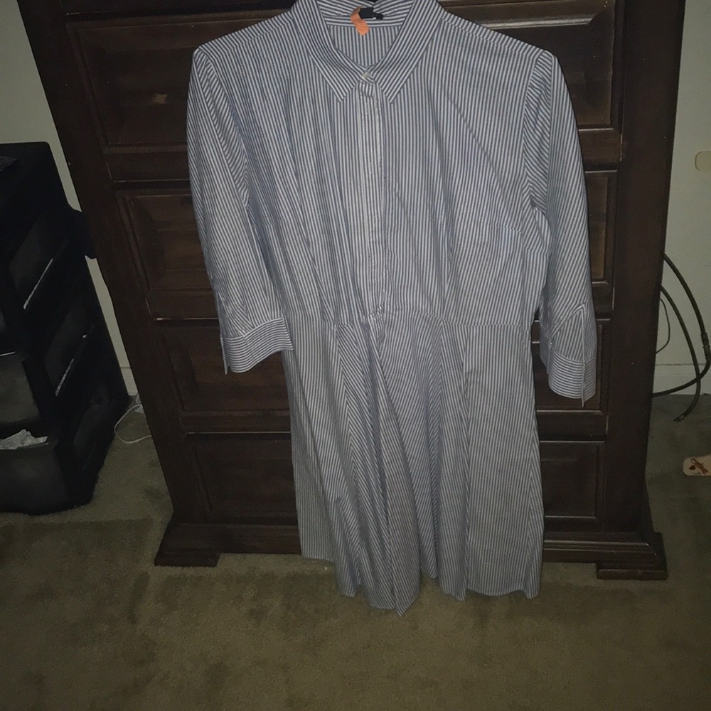 Blue and white stripe dress